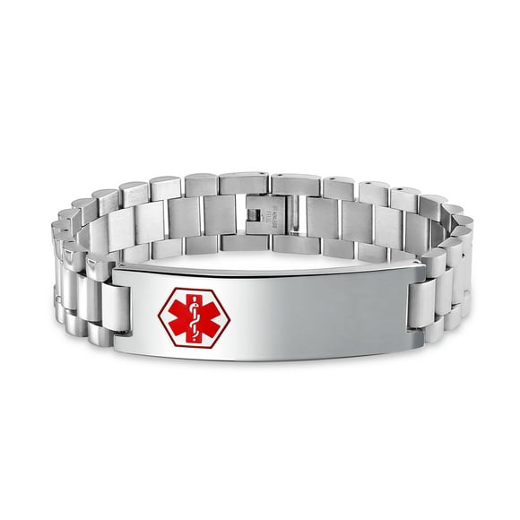 Bracelet de Lien de Bande d'Identification Médicale Médicale Vierge Personnalisée pour les Hommes en Acier Inoxydable 8,5 Pouces