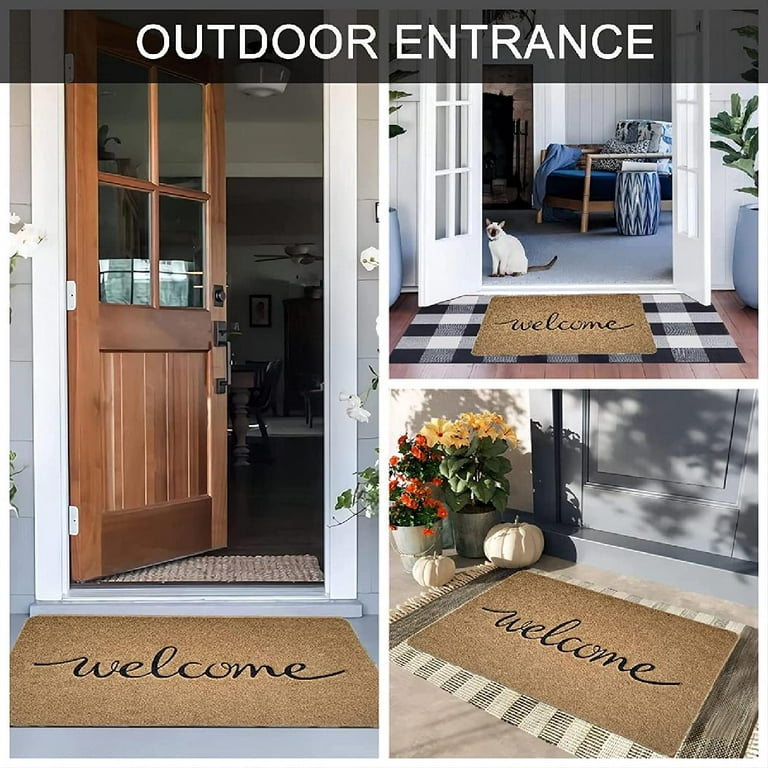 Welcome Doormat Outdoor Indoor Entrance Front Door Mat Entryway Rug Non  Slip Rubber Mat Absorbent Low Profile Floor Mats for Entry Home Decor 