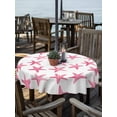 thumbnail image 2 of Outdoor Tablecloth with Umbrella Hole for Patio/Picnic/Party/Camping, Pink Starfish Coastal Waterproof Table Cloth Round Cover Washable, Nautical Summer Ocean Modern (Dia 54"), 2 of 9