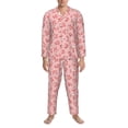 thumbnail image 3 of Fuzoiu Cute Pink Squirrel Print Men's Long-Sleeved Pajama,Lounge Button Down Nightwear,Mens Notch Collar Pajama Set -Small, 3 of 7