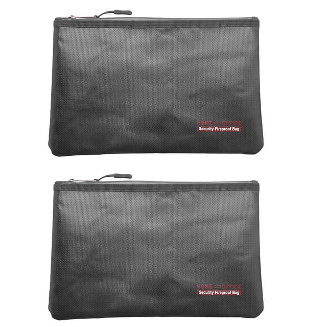 2X Portable Fireproof Waterproof Document Envelope File Folder Cash Pouch Fireproof Money Bag Safe Bag B,2 x Safe Document Bag,Black