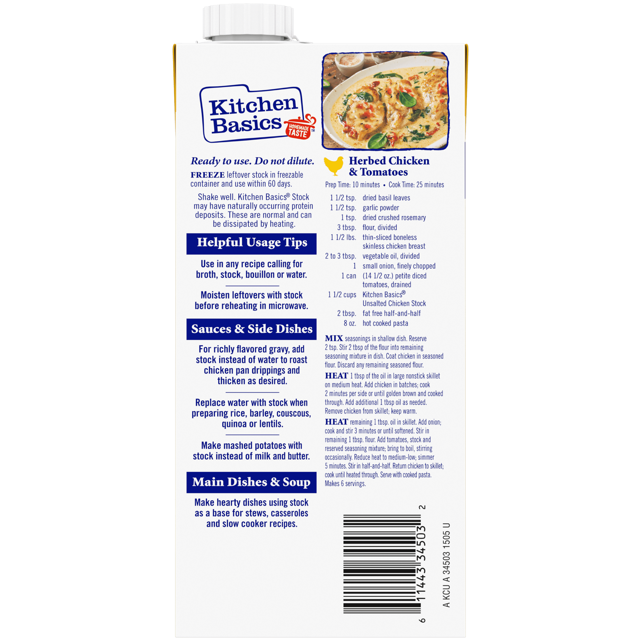 (6 pack) Kitchen Basics Unsalted Chicken Stock, 32 oz Carton