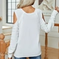 thumbnail image 2 of SWSMCLT Women's Long Sleeve Pullover Sweater Soft Fall Crewneck Knitwear Top Knitted Cold Shoulder Holiday Sexy Casual White X-Large, 2 of 5