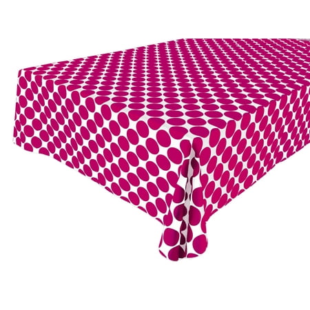 

Cotton Tablecloth Polka Dots Print / Large Fuchsia Dots on White