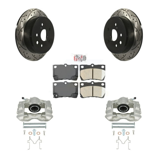 Transit Auto Rear Disc Brake Coated Caliper Drilled Slotted Rotors and Ceramic Pads Kit for Car Lexus IS250 KCD-101579N
