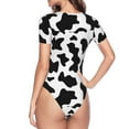 thumbnail image 4 of Fotbe Women Short Sleeve Bodysuit Round Neck Milk Cow Bodysuit For Women Round Neck Scoop Neck Long Sleeve Stretch Tops Jumpsuit-Large, 4 of 9