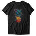 thumbnail image 3 of Gibobby Camisetas Mujer Manga Corta Mujeres Casual Piña Impresión Mangas Cuello Redondo Camiseta Suelta Blusa Tops(Negro,CH), 3 of 4