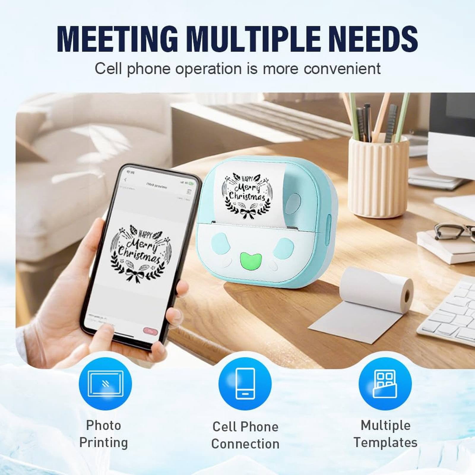 ZOURIH 1 Pack Sticker Printer, Mini Printer, Bluetooth Portable Sticker Maker, Print Pod Inkless Thermal Printers for Phone Notes, Journal, DIY