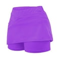 thumbnail image 4 of Jxximdong Running Shorts for Women, Pocket Pants Solid Mid Waist Culottes Short Skirts Skinny Pants, Purple Women's Casual Shorts, 4 of 6