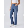 thumbnail image 2 of New High Waist Straight Leg Yoga Jeans Women Stretchy Comfort Tummy Control Loose Fit Casual Pants For Athletic Wear, 2 of 11