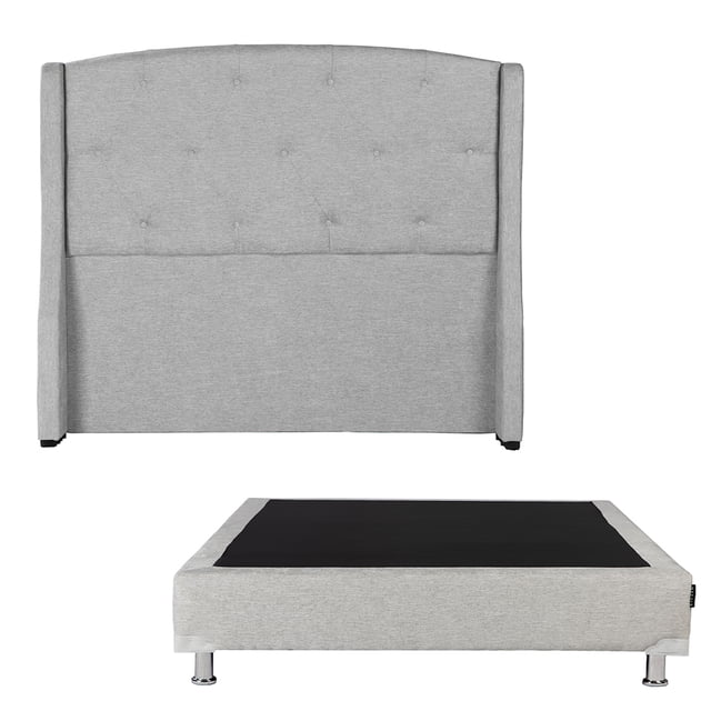 Box Base Cama Individual + Cabecera Zefyr Plata Dicasa Niza