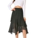 thumbnail image 1 of INSPIRE CHIC Faldas de gasa una línea de cintura elástica escalonada para mujer Negro L, 1 of 6
