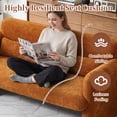 thumbnail image 4 of Youdao 59" Small Loveseat Sofa, Modern Sherpa Mini Sofa Couch, Lambswool 2-Seater Fluffy Love Seat, Teddy Fabric Upholstered Compact sofa with 2 Throw Pillows for Apartment Office Small Space, Orange, 4 of 8