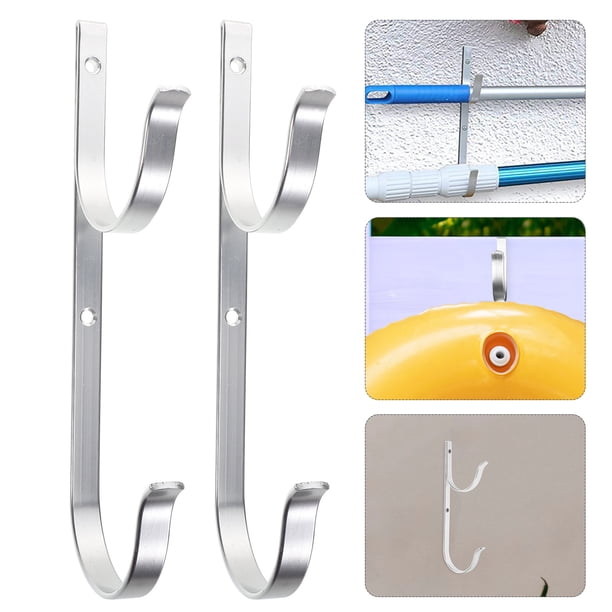 ELAYARD 1Par Gancho Ajustable Para Colgar Herramientas De Piscinas Con Estructura Resistente De Aluminio Plateado