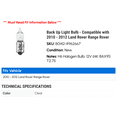 thumbnail image 2 of Back Up Light Bulb - Compatible with 2010 - 2012 Land Rover Range Rover 2011, 2 of 2