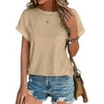thumbnail image 2 of RongHuan Womens Tops Short Sleeve Shirts Blouses Dressy Casual T-Shirts Crew Neck Tshirt, 2 of 5