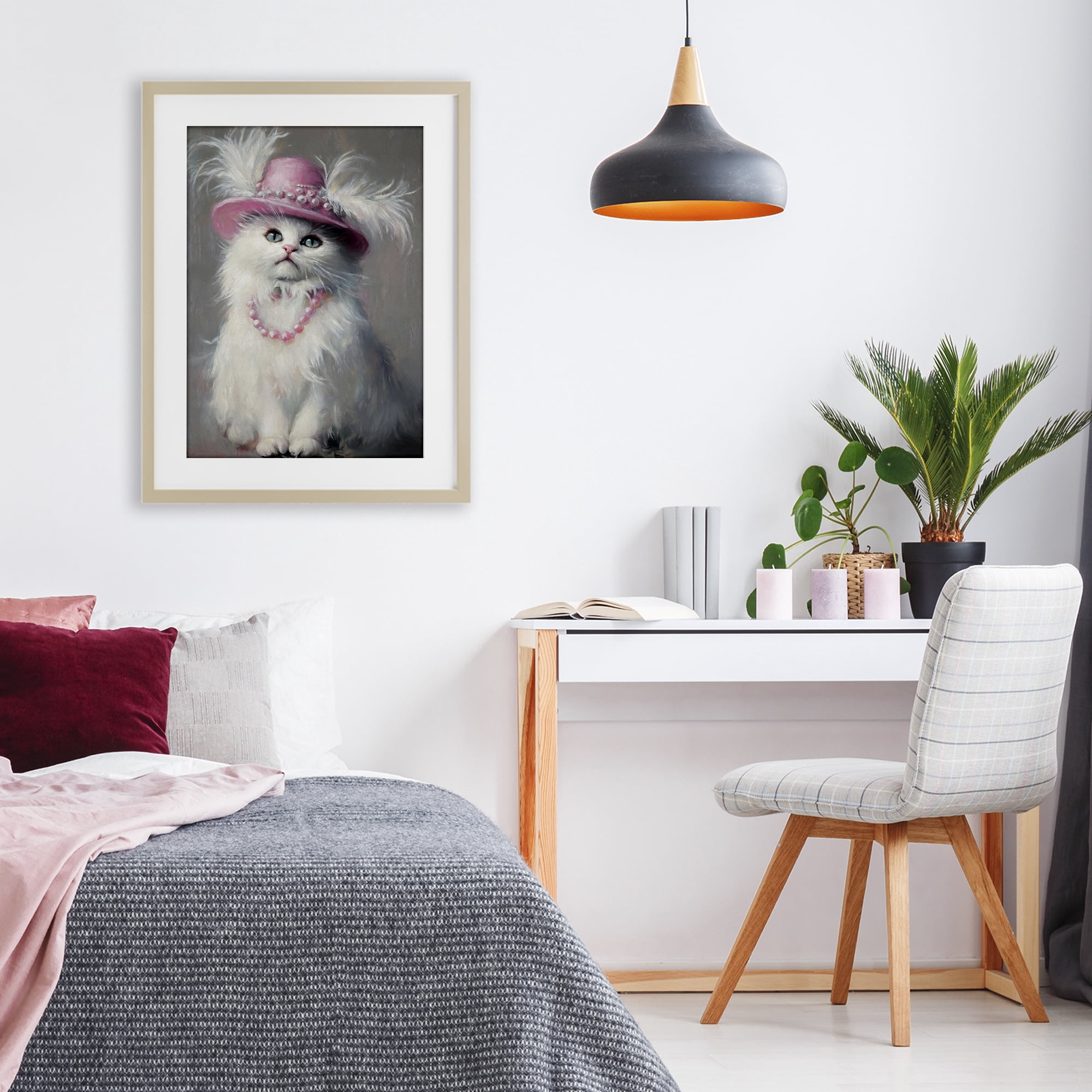 Stupell Industries Beautiful Brigitte Cat Birch Framed Print Under Glass, design by Tina LeCour