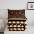 thumbnail image 5 of Manfei Vintage Plaid Queen Comforter Set,Cute Polka Dot Comforter Sets Queen,Brown Yellow,Black Reversible,3pcs,1 Comforter and 2 Pillowcases,3pcs,1 Comforter and 2 Pillowcases, 5 of 7
