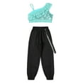 thumbnail image 4 of DPOIS Kids Girls Hip Hop Dance Outfits Sequine Crop Top with Jogger Pants Light Green 8, 4 of 7