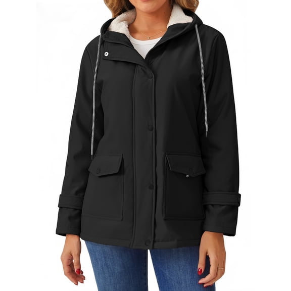 Rosvigor Womens Sherpa Coats Winter Fleece Jackets Women Windproof Warm Parkas Coats with Hood