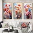 thumbnail image 1 of Designart "Carnations Representation Colorfuled Acrylic III" Floral & Botanical Framed Wall Art Set Of 3 - Peach Carnations Frame Canvas Set For Living Room Decor, 1 of 6