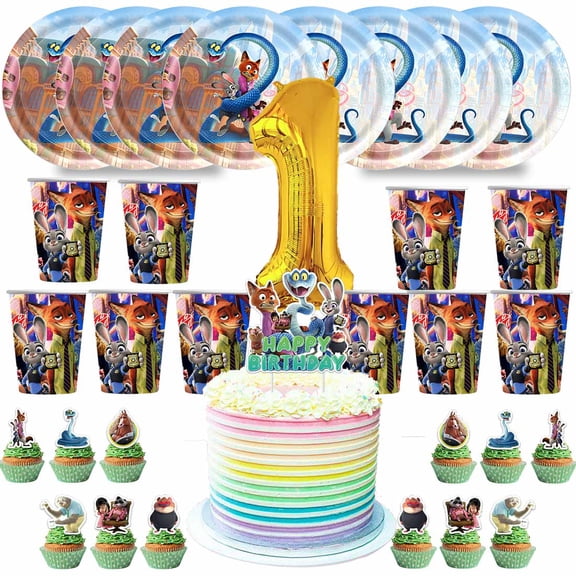Zootopia 2 Zootropolis Birthday 1st Cups Party Supplies Plates Fans Decorations Cake Topper Decor