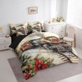 thumbnail image 4 of Manfei Christmas Flower 7pcs Bedding Comforter Set,Vintage Western Train Queen Bedding Sets,Red Beige Brown Queen Sheet Sets For Men Women,Microfiber Bedroom Decor Reversible, 4 of 9