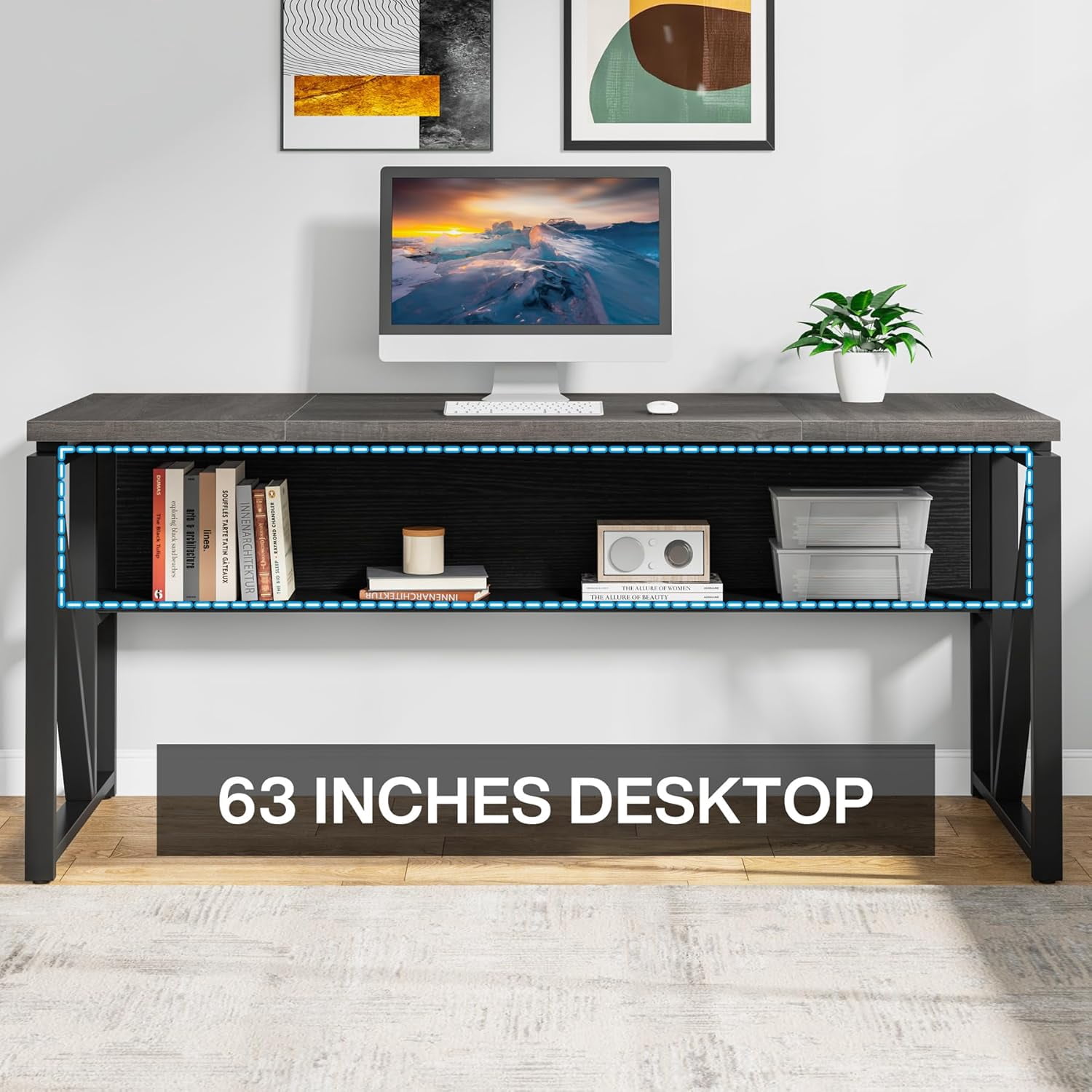 Tribesigns Home Office L Shape Executive Desk with Drawer Cabinet, Gray