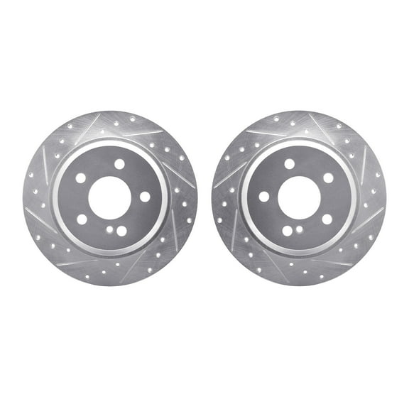 Dynamic Friction Company Rear Brake Rotors-Drilled and Slotted-Silver 7002-63118