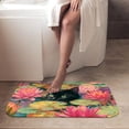 thumbnail image 4 of 1pc Black Cat in Water Lilies Absorbent Non-Slip Bathroom Thickened Flannel Rug Decor,Soft,Quick Drying,Suitable For Indoor/outdoor Use,Bathrooms,Bedrooms,Kitchens,Terrace,Laundry Rooms,16"x24", 4 of 9