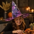 thumbnail image 5 of WULMLEO Halloween Hats for Women Assorted Quilted Witch Hats Varied Seasonal Prints Classic Pointed Wide Brim Cosplay Party Accessory J One Size, 5 of 8