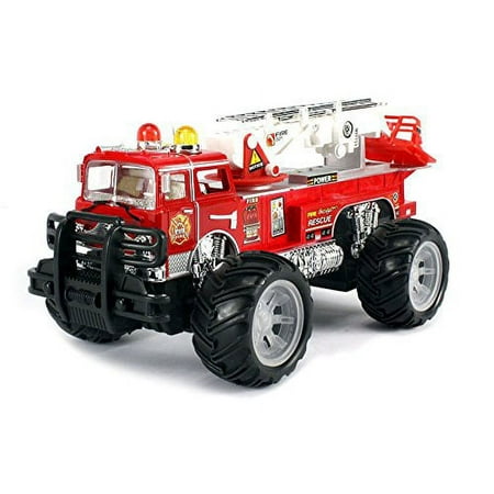 MFD Fire Off Road Rescue Electric RC Monster Truck Ready To Run RTR w/ Adjustable Rescue Crane, Extending Ladder, Working Siren Lights and Sound