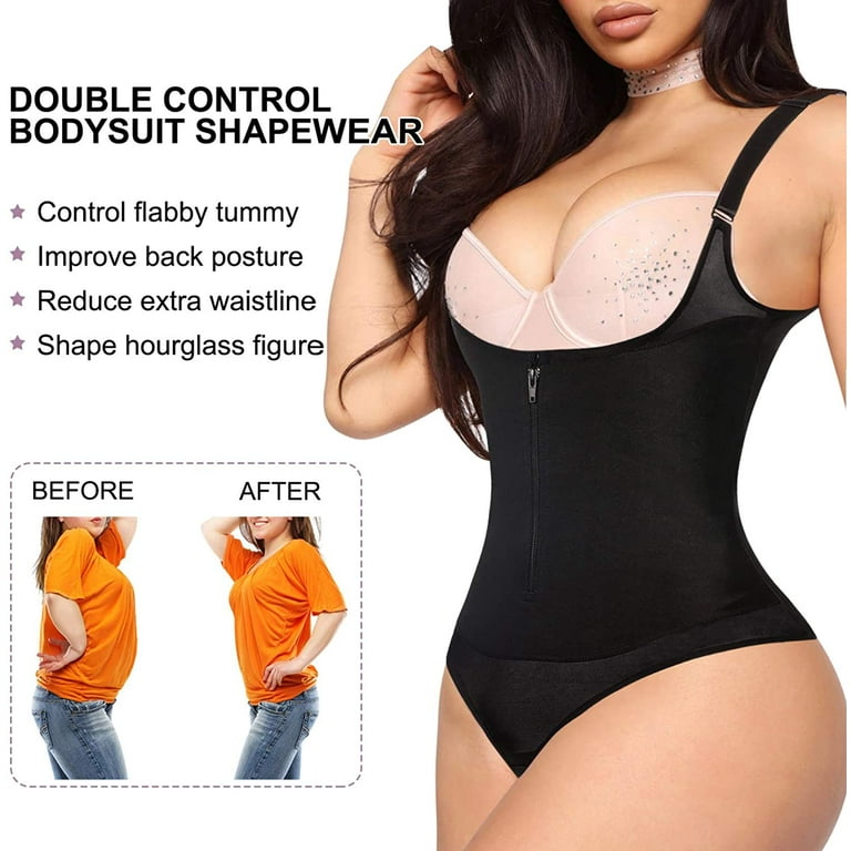 Nebility Women Shapewear Bodysuit Latex Waist Trainer Full Body Shaper  Tummy Control Fajas Colombianas Zipper Open Bust Corset(Black, OOL) 