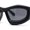 Matte Black - Black, variant on Exaggerated 90s Style Thick Bubble Frame Rectangle Curved Sport Plastic Sunglasses Blue Mirror