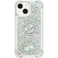 thumbnail image 2 of Glitter Clear Sparkly Bling Case for Apple iPhone 15, Flowing Liquid Quicksand Cover with Diamond Ring Holder Case for iPhone 15  Silver, 2 of 14
