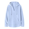 thumbnail image 4 of XAOFW Cozy Hoodies For Women Solid Color Long Sleeve Hooded Sweatshirt Lightweight Loose Fit Pullover Hoodies With Pockets Breathable Top L, 4 of 4