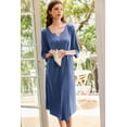 thumbnail image 4 of Ekouaer Nightgown for Women Long Nightshirt Maxi Sleepshirts V Neck Loungewear 3/4 Sleeve Sleepwear Full Length Sleep Dress, 4 of 6