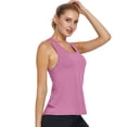 thumbnail image 4 of NMMUED Gym Tops for Women Open Back Workout Tank Tops Double Layer Back Yoga Shirts Sleeveless Flowy Athletic Tees Criss Cross Loose Fit Fitness Running Shirts Purple L, 4 of 6
