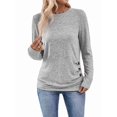 thumbnail image 3 of Womens Long Sleeve Shirts Tops Button Casual Blouses Pullover Tunic Winter Fashion Clothes Light Gray M, 3 of 9
