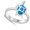 thumbnail image 4 of CHOOSE YOUR COLOR Blue Simulated Opal Tiny Turtle Ring .925 Sterling Silver Band CZ Female Size 5, 4 of 4