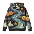 thumbnail image 2 of Odeerbi Kids Boys Girls Halloween Hoodies Ghost Print Hooded Sweatshirts Crewneck Oversized Hooded Sweatshirt 4-14 Years Kids Fashion Long Sleeve Pullover Tops Black, 2 of 6