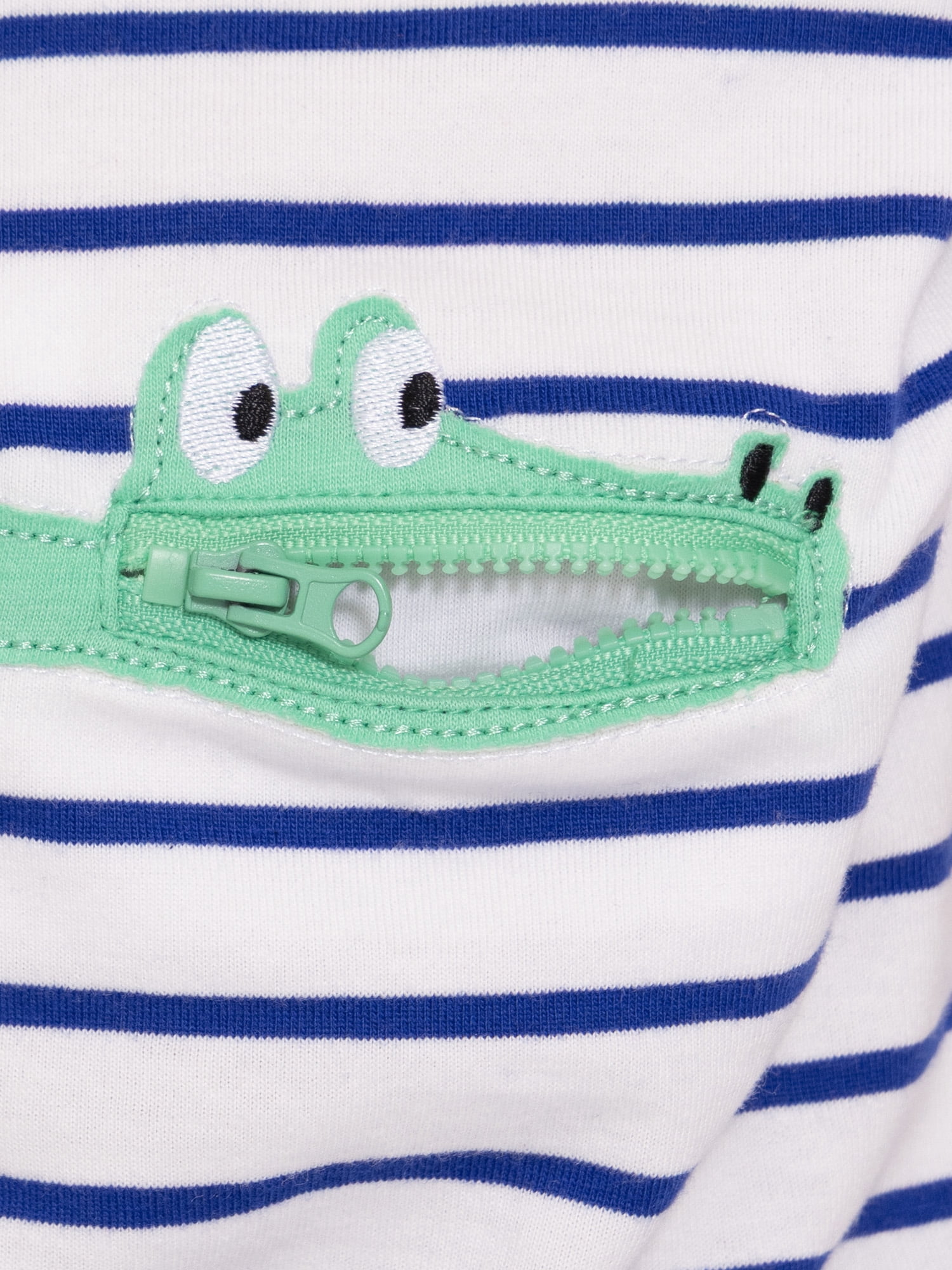 Wonder Nation Toddler Boys Short Sleeve Striped Graphic Tee with Zipper Pocket, Sizes 12M-5T