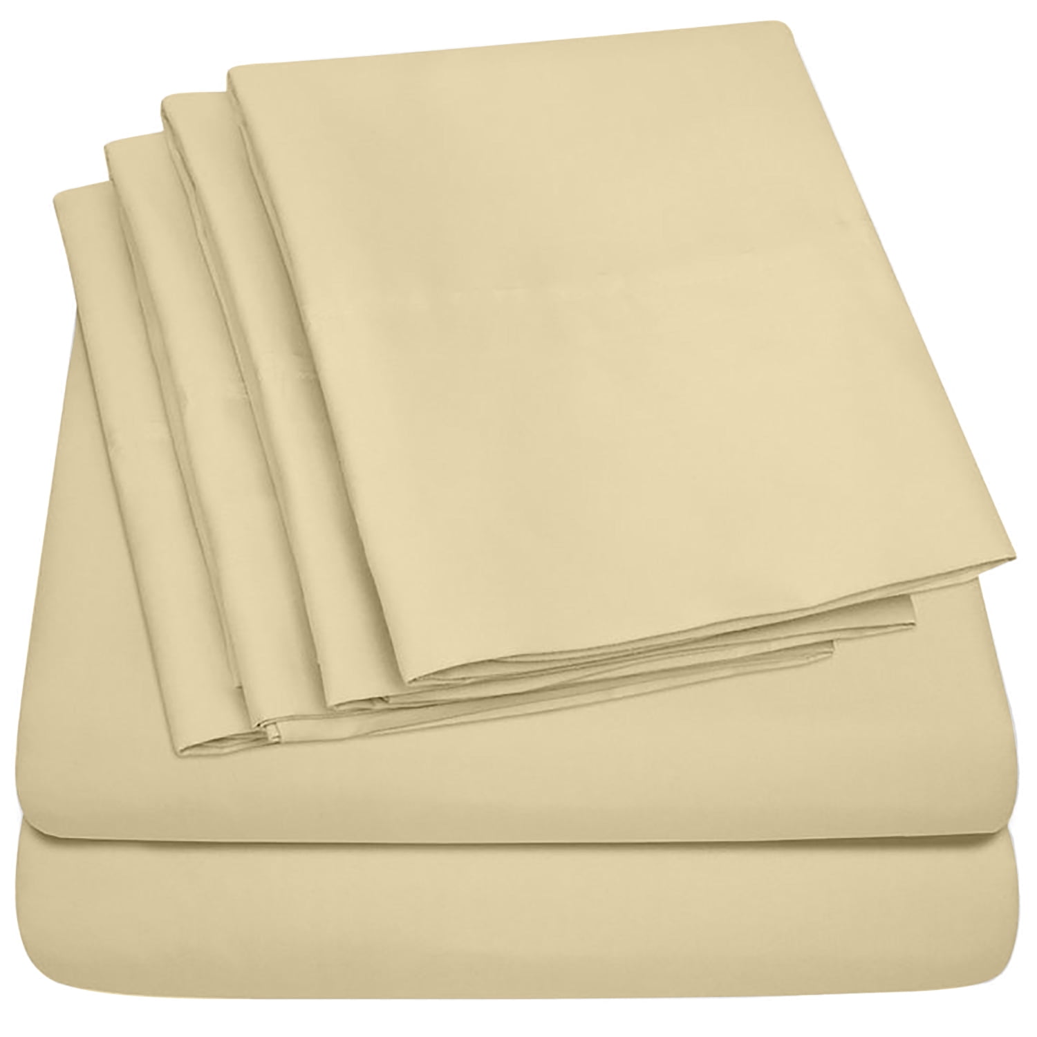 Premium Home Collection Microfiber Soft Cooling Bed Sheet Set - 6 Piece, Full, Beige