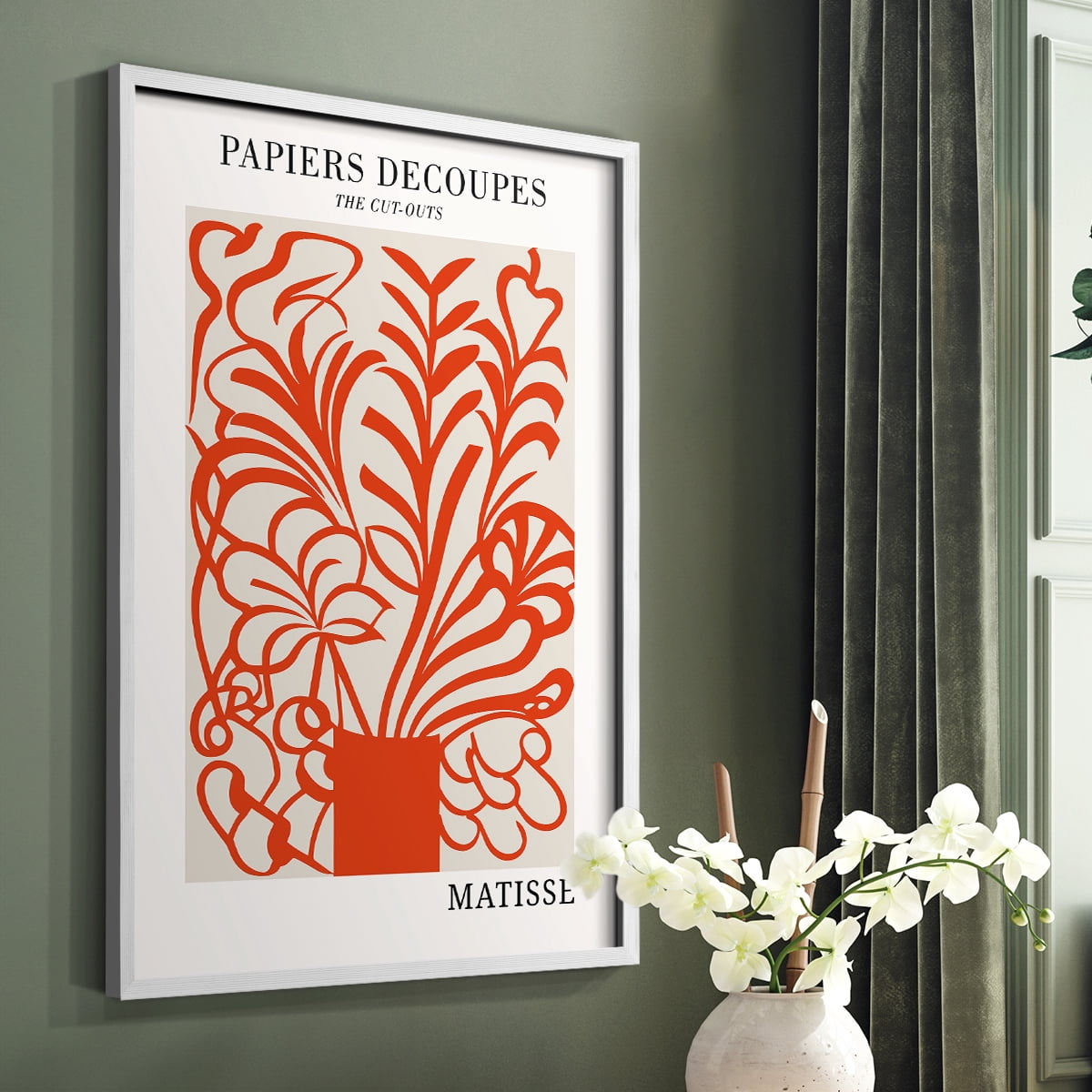 Matisse CDLXXVI in White Solid Wood Framed Print No Nail Hanging
