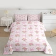 thumbnail image 2 of Homewish Cute Bow Tie Queen Comforter Set,Ribbon Bowknot Bedding Sets,Pink Flower Floral Bedding Comforter Set For Girl Kids,Ultra Soft Home Decor Reversible,3-Piece, 2 of 8