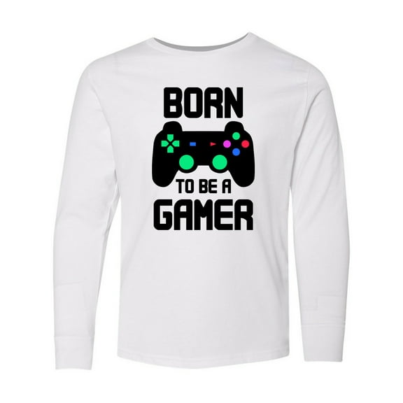 Inktastic Born to Be a Gamer with Controller Long Sleeve Youth T-Shirt