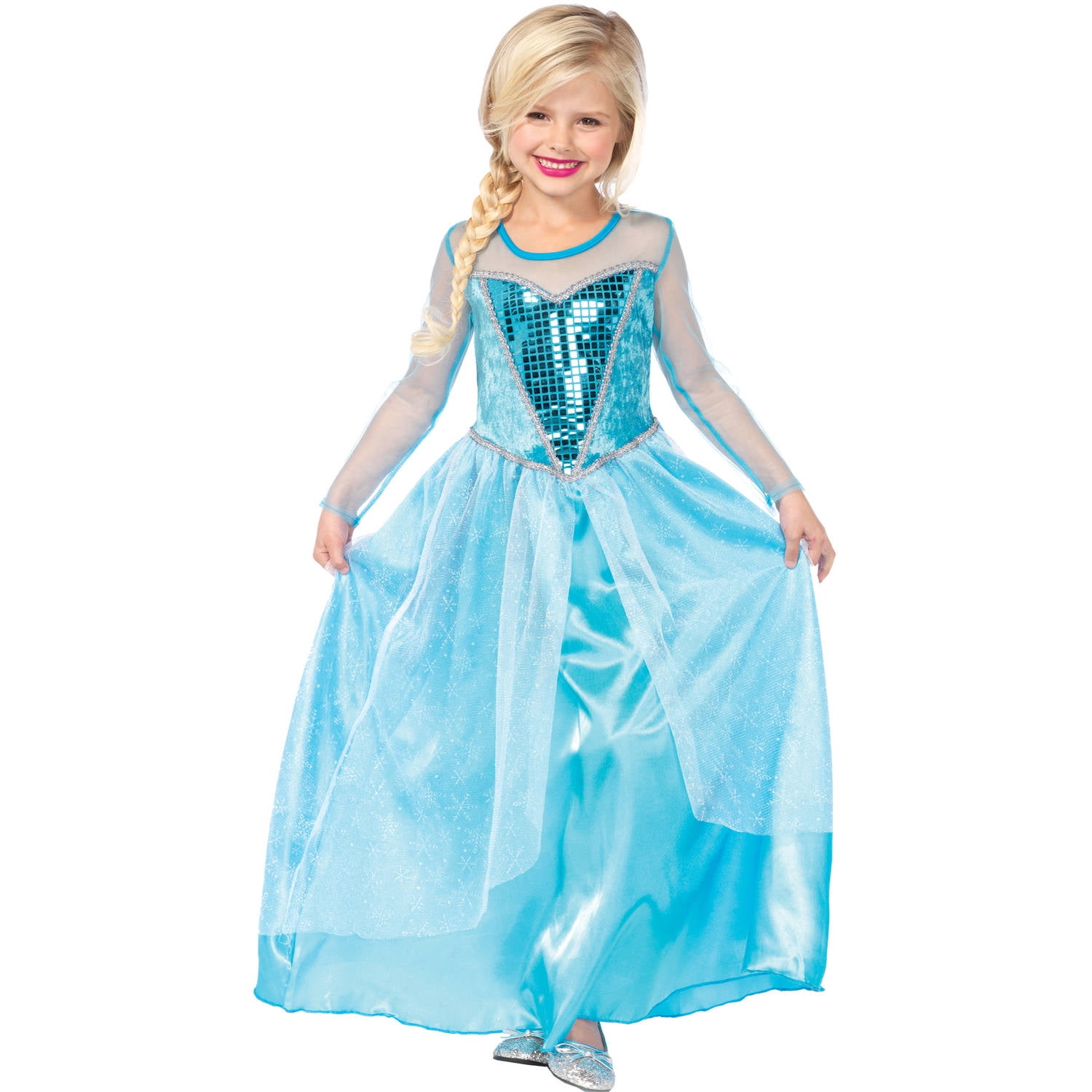 Girls' Fantasy Snow Queen Long Dress w/ Glitter Skirt - Walmart.com
