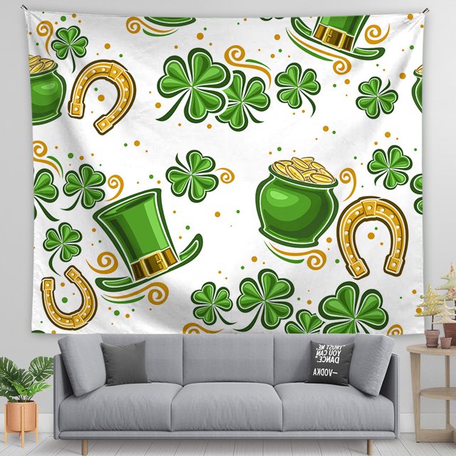 Tapestry para pared del Día de San Patricio, 150 x 130 cm, microtela de fibra