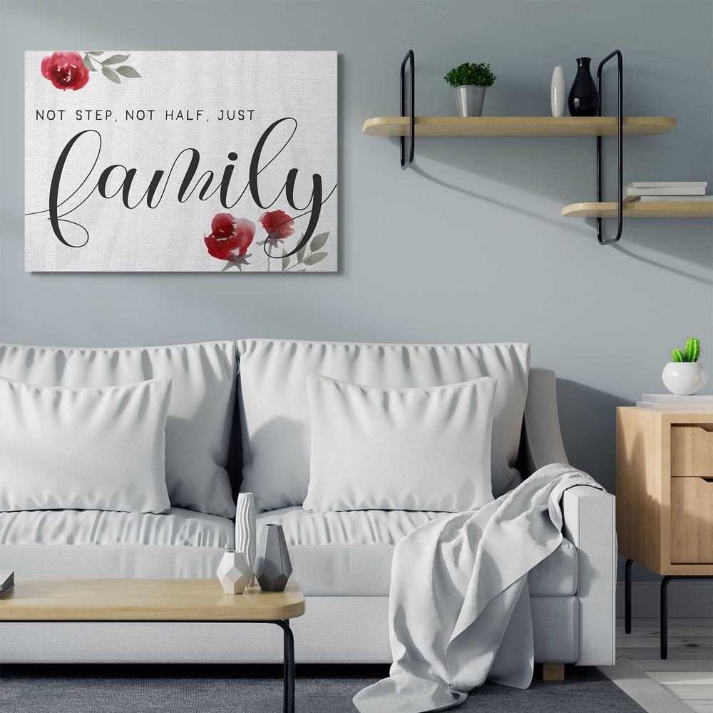 Stupell Industries Extended Family Is Family Home Sign Cottage Floral Canvas Wall Art Design by Daphne Polselli, 36" x 48"