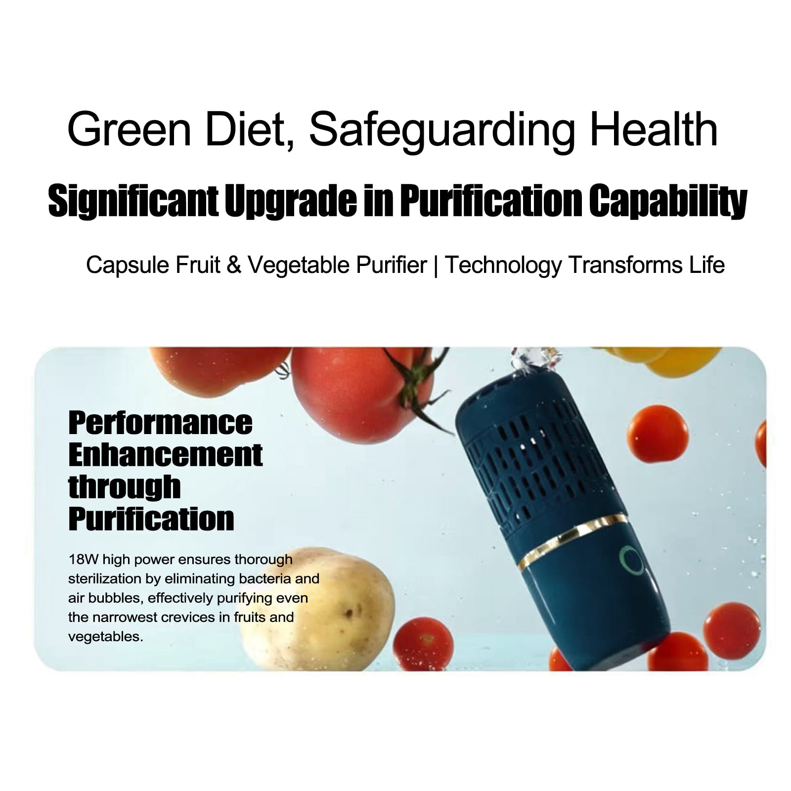PurePod Produce Cleaner Portable Fruit and Vegetable Cleaning Machine, Pure Pod Vegetable Cleaner with Base, Compact Stainless Steel Pure Pod Vegetable and Fruit Cleaner